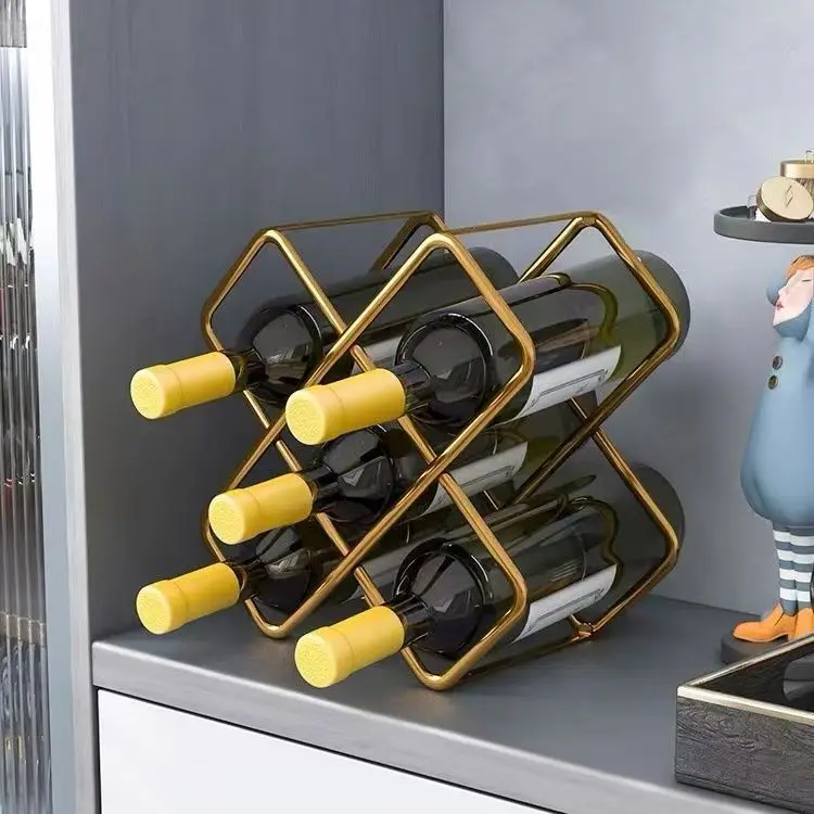 Glass Cabinet Display - 5 Grid Iron Metal Wine Rack