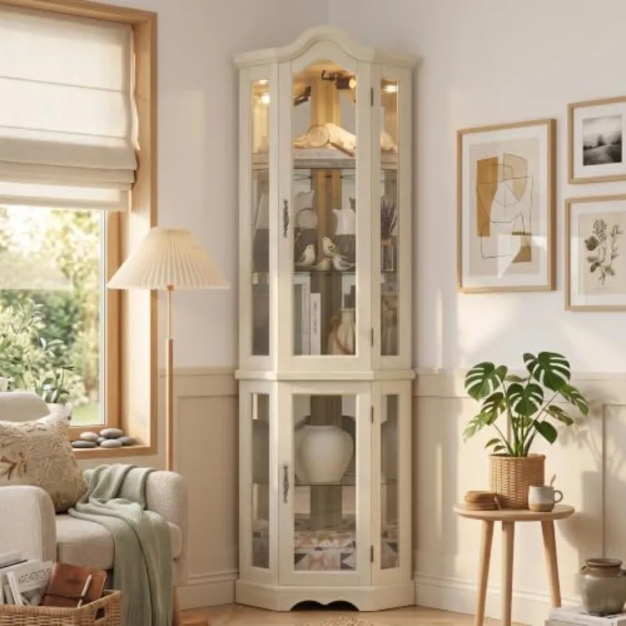 Glass Cabinet Display - Corner curio cabinet for bar and