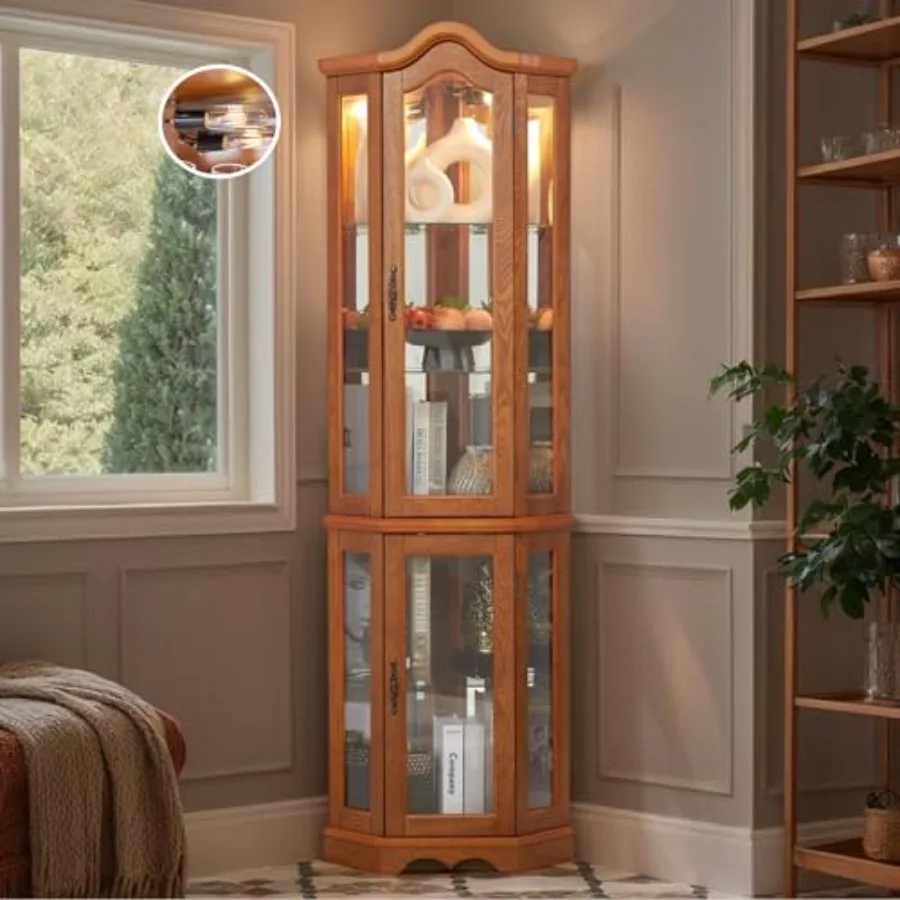 Glass Cabinet Display - Corner curio cabinet for bar and