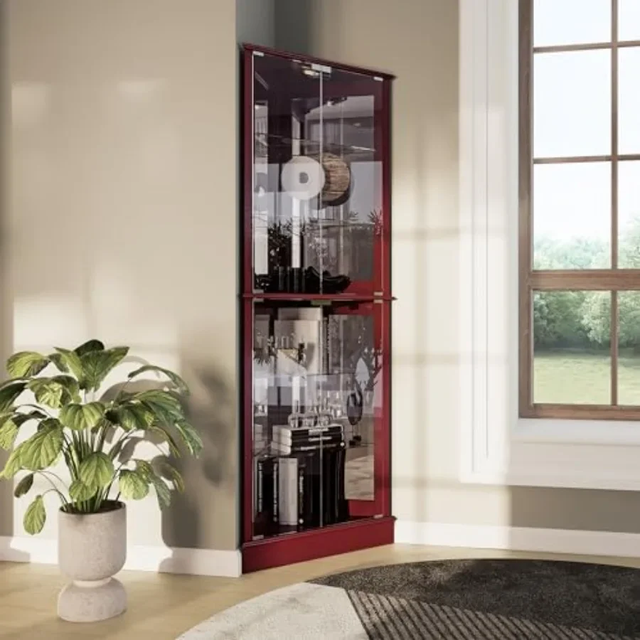 Glass Cabinet Display - Lighted Corner Display Curio Cabinet for