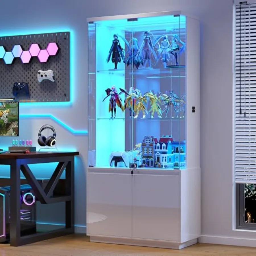 Glass Cabinet Display - 71 Lockable LED Glass Display Cabinet