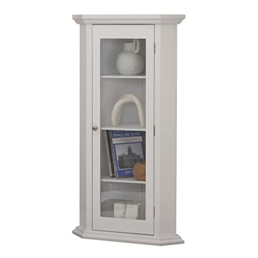 Glass Cabinet Display - Corner Accent Display Wood Curio Cabinet
