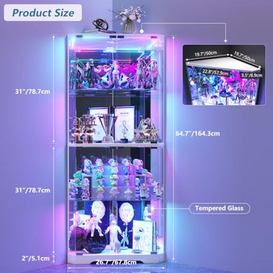64.7 Tall Corner Display Cabin - Glass Cabinet Display review and price