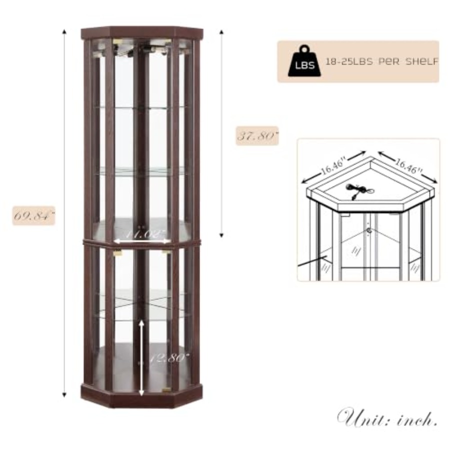 Corner curio cabinet for livin - Glass Cabinet Display review and price