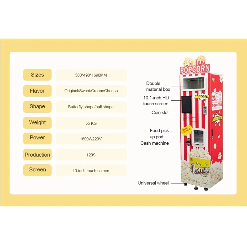 Customized New Automatic Popco - Popcorn Vending Machine review and price