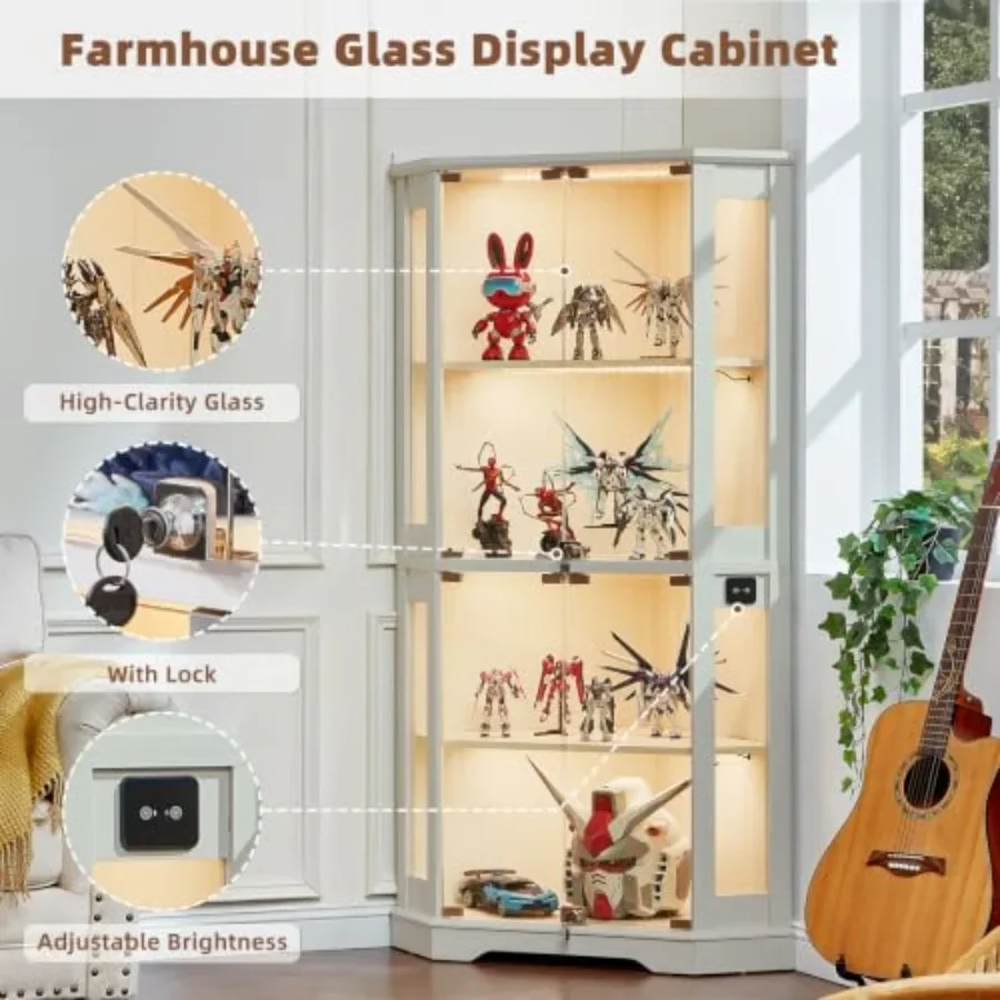 Farmhouse Corner Display Cabin - Glass Cabinet Display review and price