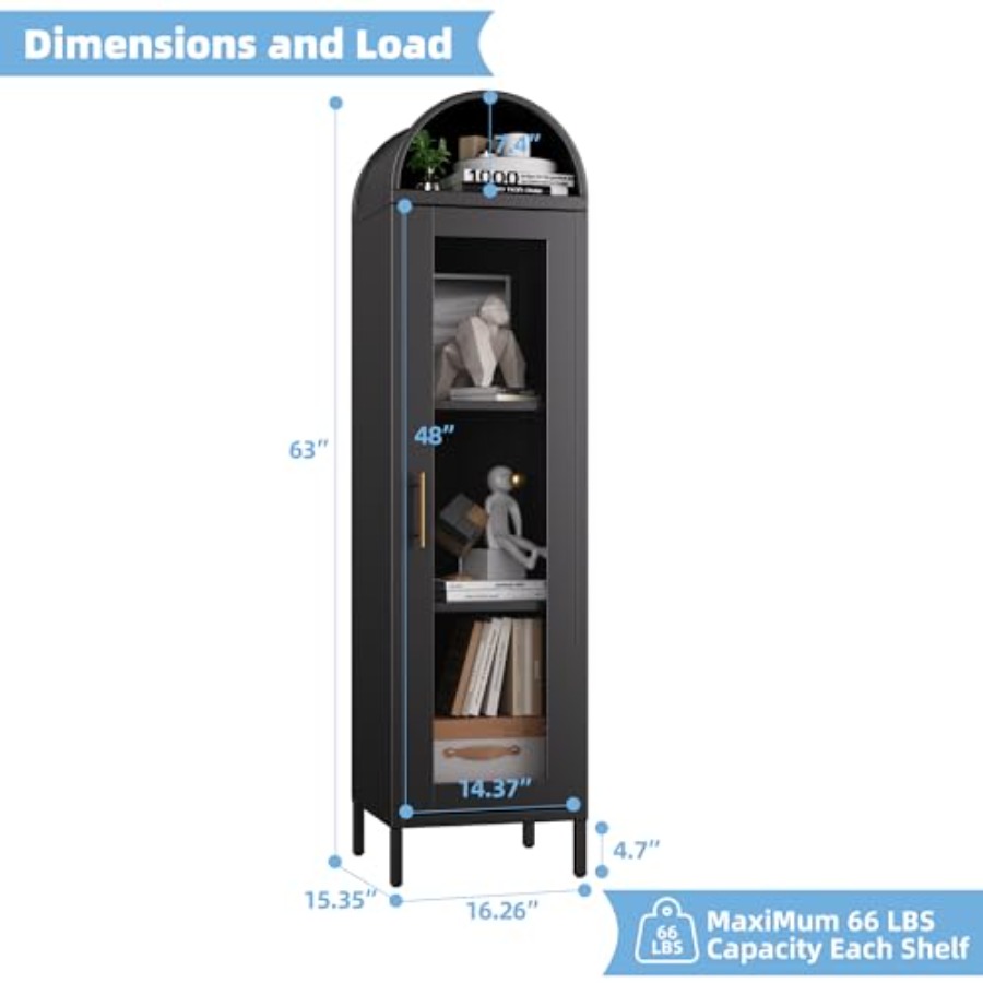 Narrow Metal Arched Display Ca - Glass Cabinet Display review and price