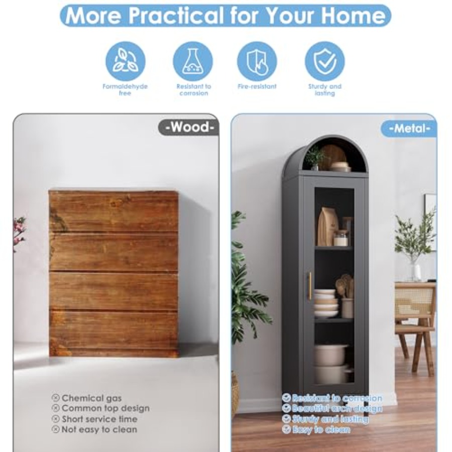 Narrow Metal Arched Display Ca - Glass Cabinet Display review and price