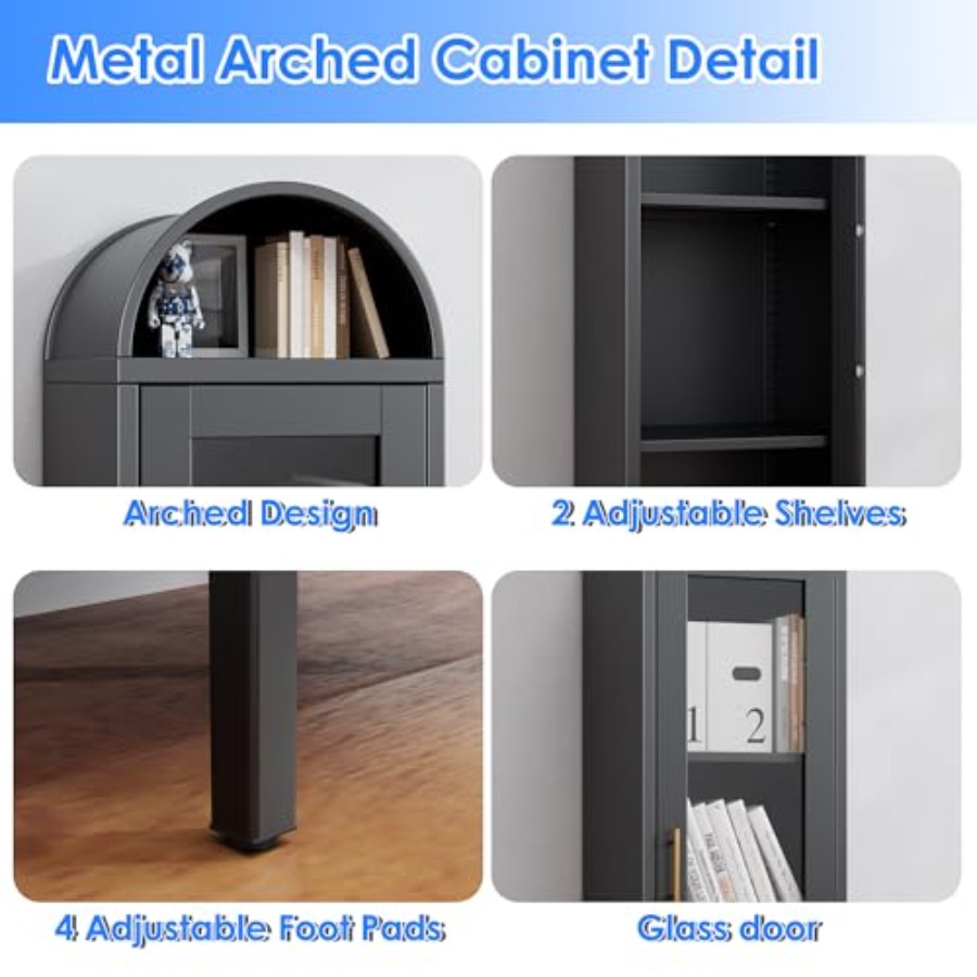 Narrow Metal Arched Display Ca - Glass Cabinet Display review and price