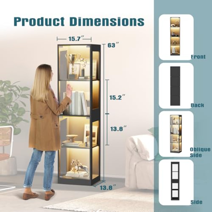 Glass display cabinet with LED - Glass Cabinet Display review and price