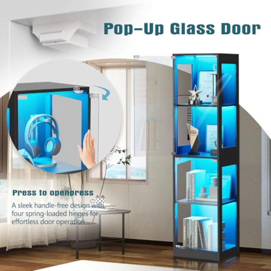 Glass display cabinet with LED - Glass Cabinet Display review and price